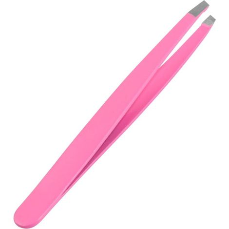 Pince à épiler professionnelle inclinée pour poils du visage, en acier inoxydable, pour femmes et hommes, pince de précision pour poils incarnés (rose)
