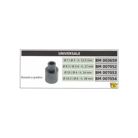 Stufenhülse UNIVERSAL Ø  8,3 / 3,4 mm Höhe 17 mm Code 007052