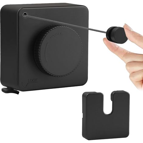 Corde à Linge Rétractable, 4,8 m Fil Linge Retractable, Murale Ligne à Laver sans Affaissement avec Câble en Acier pour Salle de Bain, Buanderie, Balcon, Jardin (Noir) (1/5)