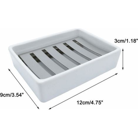Porte-savon - Acier Inoxydable Et Céramique - Pour Salle De Bain Et Douche - Double Couche - 1 Pièce (1/5)