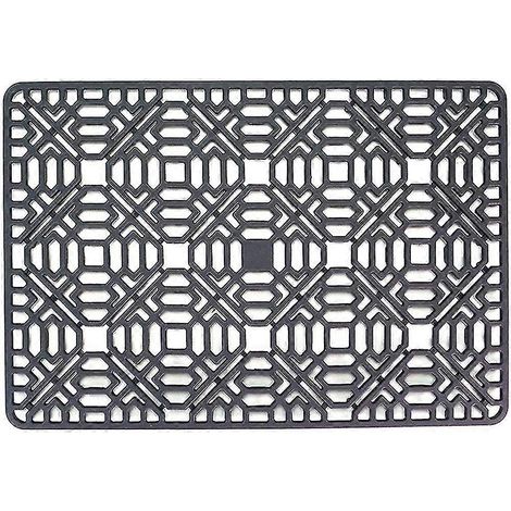 Tapis de protection pour évier de cuisine, pour fond d'évier en acier inoxydable ou en porcelaine, en silicone gris. (1/5)