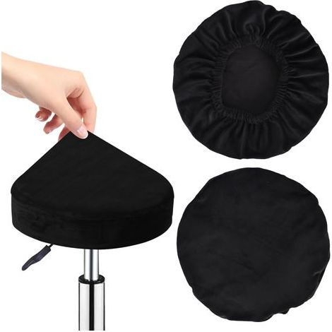 CCYKXA Round Stool Cover 30-40cm, 2 Pieces, Black Round Stool Covers, Bar Stool Cover, Stretchable, Washable, Soft and Durable, for Home, Bar, Restaurant (Black)