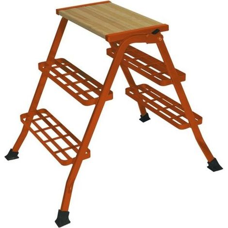 Escalón de acero plegable con rejilla de 90 cm, 4 peldaños