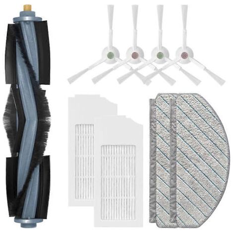 Pi��ces de rechange pour aspirateur robot T10 PLUS : brosse principale, brosse lat��rale, filtre HEPA et chiffon de nettoyage.