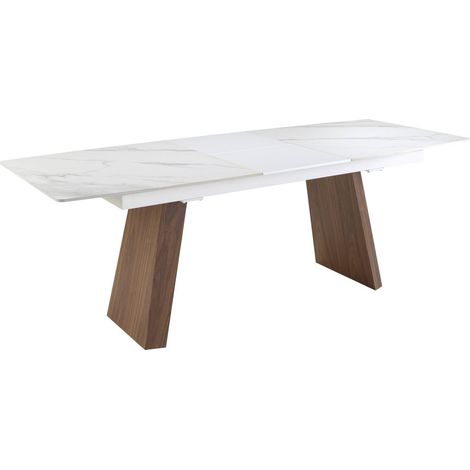 Table extensible ovale Angel Cerda marbre blanc - Marbre blanc veiné gris sur fond mate (1/5)