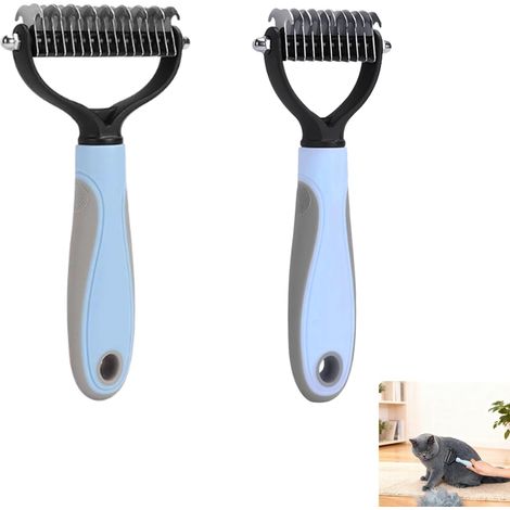 2-teiliges Entwirrungsbürsten-Set – Edelstahl – Für Hunde und Katzen mit langem und kurzem Fell – Entfernt Knoten und Unterwolle – Große und kleine Größen (1/5)