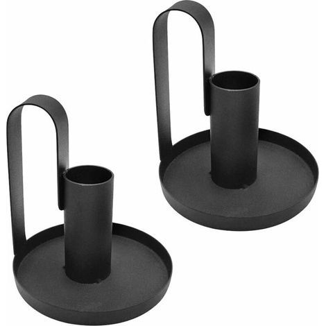 Chandelier de Mariage Bougeoir en Métal rétro Noir Bougeoirs Détenteur Centres Dîner Table de Décoration 8.5X8.5X9.5cm 2Pcs Noir (1/4)