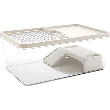 Habitat Tortue Petit Enclos Transparent Reptile avec Couvercle Rampe (1/5)