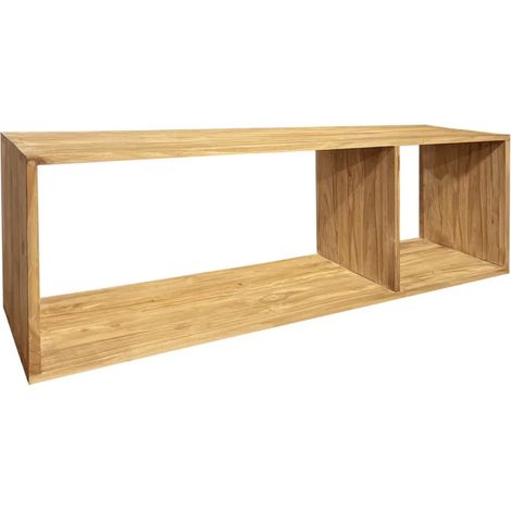 Etagère 2 cases rangement 137 x 47 cm en bois de teck massif - TETRA (1/5)