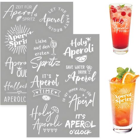 2 Pièces Autocollants Personnalisés pour Verre Aperol,Stickers pour Verre Personnalisé,Rub Ons,Film de Transfert pour Verres à Vin,Autocollants Scrapbooking pour Les Amateurs D'Apérooliques (1/5)