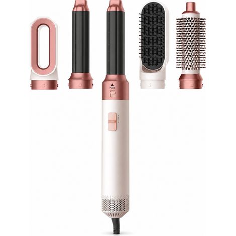 Brosse Soufflante Coiffante 5 en 1, Sèche-cheveux, Boucleur et Lisseur, Basse Vitesse, Rose Coucher de Soleil, Prise US (1/5)