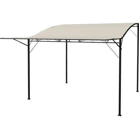 Pergola Pavillon 3x2,5m Stahl Wasserabweisend Sonnenschutz mit verstellbares Dach Wandmontage Gartenpavillon freistehend Terrassenüberdachung Überdachung für Garten Balkon Cremeweiß Aosom