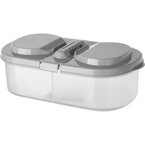 Boîte de rangement en plastique, double compartiment avec couvercle, bocal hermétique pour aliments et fruits, multifonctionnelle pour la cuisine et le réfrigérateur, boîte de rangement en plastique ( (1/5)
