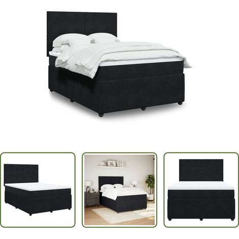 Matratze - Boxspringbett mit Matratze Schwarz 140x200 cm Samt (1/5)