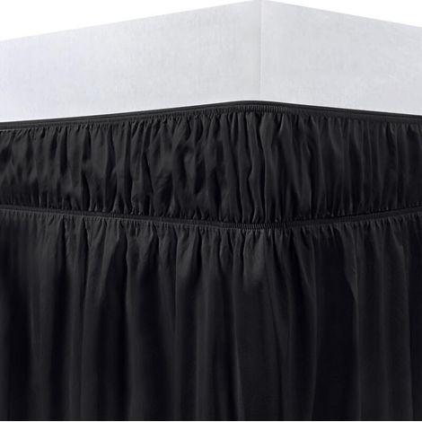 Cache-sommier élastique en microfibre avec volants et dentelle – pour lit double ou queen size, ceintures réglables, look décoratif élégant