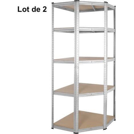 Lot de 2 Étagères d'angle à Charge Lourde Grise : 180 X 70 X 40 cm Robuste et Polyvalente, 875 kg (1/5)