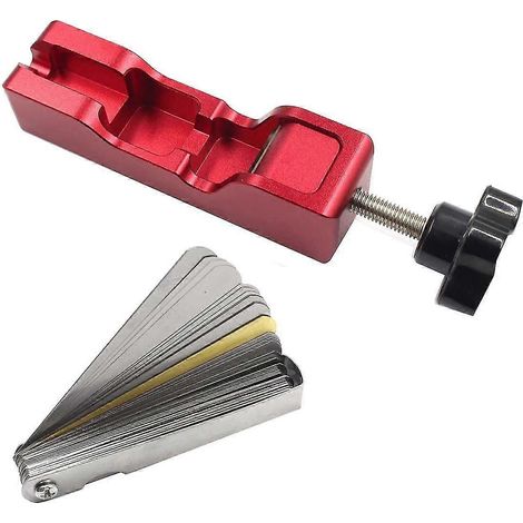 Kit d'outils de réglage d'écartement des bougies compatible avec la plupart des bougies de 10 mm, 12 mm, 14 mm et 16 mm (rouge + jauge d'épaisseur). (1/5)