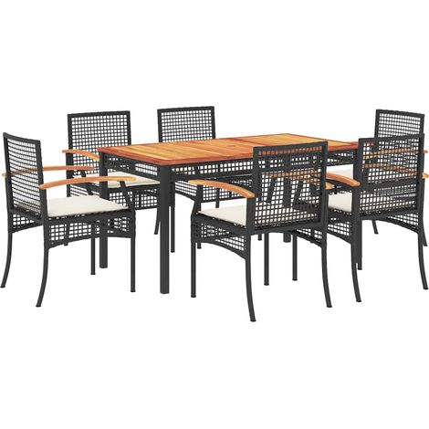 Maison Exclusive - Set de comedor de jardín 7 pzas y cojines ratá (1/5)