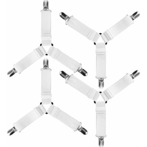 4pcs Triangle Attache Drap Housse Élastique Fixation Sangle de Maintien Réglable pour Literie, Drap Lit, Housse Repassage, Matelas, Canapé (1/4)