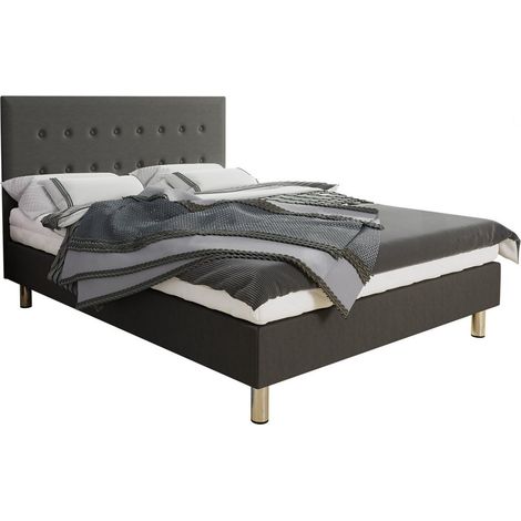 Lit continental Logan 100, Solo 267, Double, Continental, 160x200, Tapisserie, Sommier à lattes, 160x204x115cm (1/5)