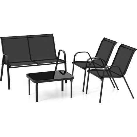 Set di mobili da giardino 4 pezzi 112 x 62 x 83 cm seduta comoda design moderno acciaio grigio 200011978