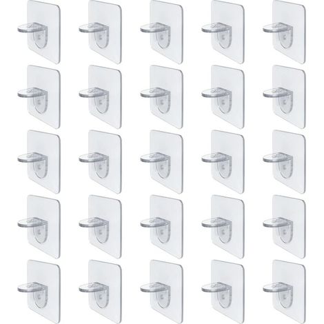 25 Pieces Shelf Support Pegs, Adhesive Hooks, Adhesive Shelf Brackets, Self-Adhesive Wall Hooks, for Home Kitchen Bathroom, Furniture Closet Bookcases