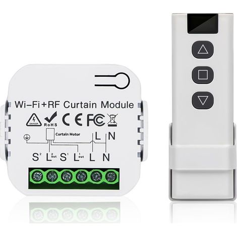 Kit de commande de volet roulant, moteur et télécommande RF, portée 100 m, interrupteur pour volets roulants, stores, auvents (1/5)