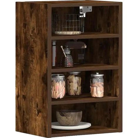 Armoire Suspendue, Bois Ingénierie, Solution de Rangement Élégante, Brun (1/2)