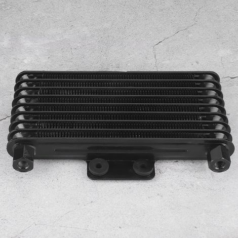 Radiateur de refroidissement d'huile moteur noir à 8 rangées, universel pour motos, quads et motos cross de 125 à 250 cm³. (1/5)