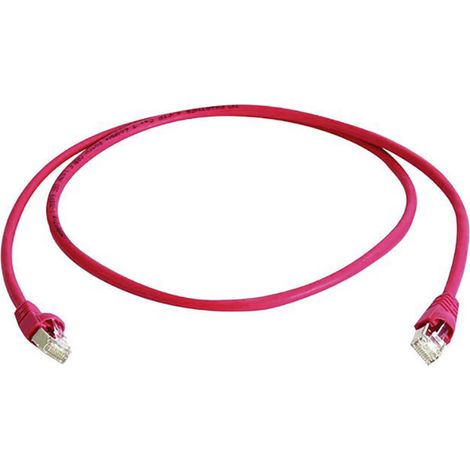 Telegärtner 100008030 RJ45 Patchkabel CAT 6a S/FTP 0.25 m Rot Flammwidrig, mit Rastnasenschutz, Paar
