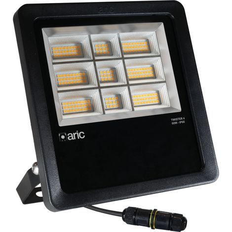 PROJECTEUR TWISTER 4 noir 60W 3000K IP66 IK08 9000lm 90° 50000h ARIC 51669 (1/3)