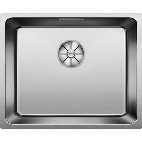 CUVE, A INTEGRER SOUS PLAN, EN ACIER INOX LISSE, BLANCO ANDANO 500 U, 1 CUVE, SANS EGOUTTOIR, VIDAGE 90 MM INFINO MANUEL - BLANC (1/2)