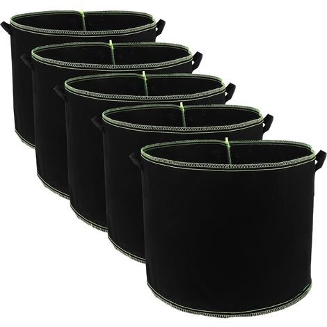 Lot de 5 Paquet de Plantation en Tissu Non Tissé Épais 10 Gallons Bordure Verte, Paquet de Culture pour Légumes, Fleurs et Pépinière Portable, Drainage pour Jardin Intérieur (1/5)