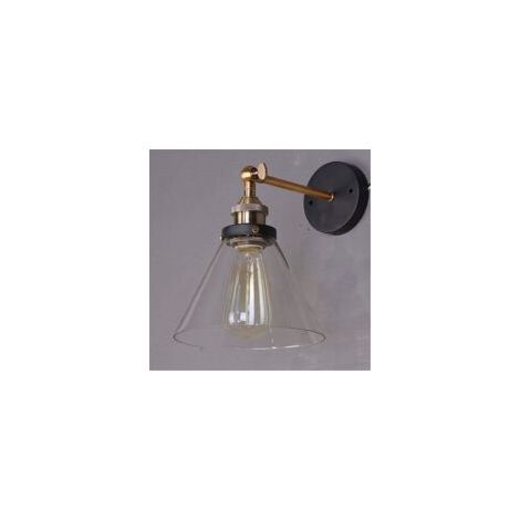 Litzee – Applique industriale vintage in vetro e ottone – Illuminazione E27 per cucina, soggiorno, camera da letto – Dimensioni 18,5x23cm - Crezuo
