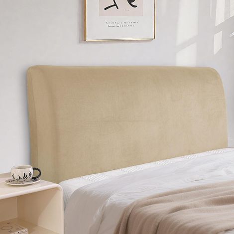 Housse de tête de lit en velours extensible 180 cm camel (1/5)