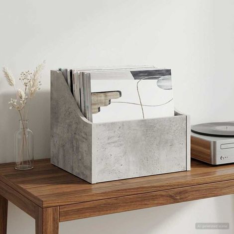 vidaXL LP Record Box Concrete Grey 37 x 33 x 32 cm Engineered Wood (1/5)