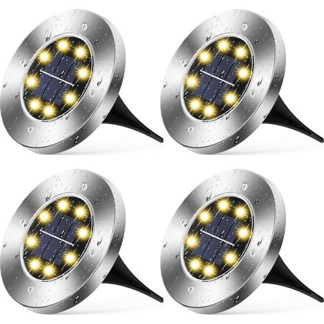 Lot de 4 lampes solaires de jardin - Lumière chaude avec 8 LED, lampes de table extérieures décoratives (1/5)