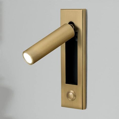 Wall light, Modern wall light, Indoor LED wall light for headboard, Recessed push-button reading light for bedside (gold) (1/4)
