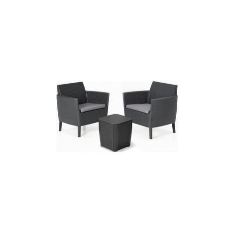 Outdoor-Lounge-Set 2 Stühle 1 Gartenbalkontisch aus Harz