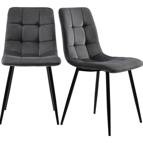 5-teiliges rundes Esszimmer-Set 80 x 80 x 75 cm aus MDF und Metall mit 4 grauen Samtstühlen (1/5)
