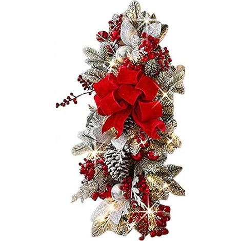 Guirlande De Marche - Décoration De Noël Pour Escalier Et Porche - En Plastique Rouge - 40 X 23 Cm - 1 Pièce (1/5)