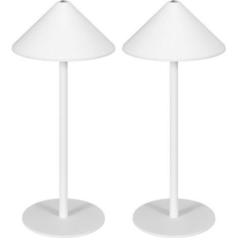 Lampe de Table Rechargeable USB-A/C - Lot de 2 - 3 Teintes Lumineuses - Interrupteur Tactile - Métal Blanc (1/5)
