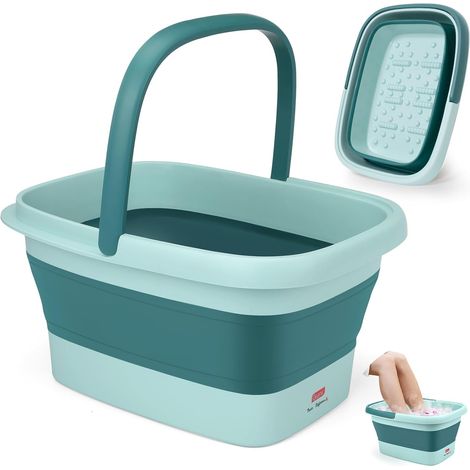 DEANIC Fußbad Fussbad mit Massage Faltbare Fußbadewanne, Fußwanne Fussbadewanne mit Massage, Mit Griff Tragbares Fußmassage (Blau) (1/5)