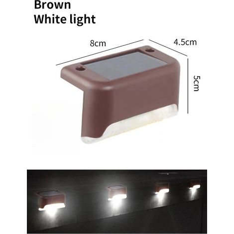 (Lot de 3 - lumière blanche marron) Lampes solaires de terrasse, éclairage extérieur étanche à LED, compatibles avec escaliers, rampes, marches, clôtures, jardins, patios et allées. (1/5)