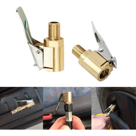 Embout de gonflage avec adaptateur à clip, adaptateur de buse de gonflage en laiton à verrouillage, embouts de gonflage anti-fuite pour compresseur de gonflage de véhicule, accessoires de connexion, o (1/5)