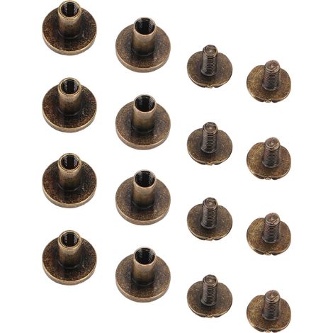 120 jeux d'agrafes de registre DIY de 9,58 mm, tête plate en cuivre, rivets femelles et mâles entièrement en cuivre, vis de fixation à tête de ceinture entièrement en cuivre, couleur bronze antique. (1/5)