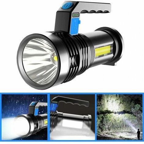 P500 Dual Light 500 m lange Reichweite, leistungsstarke Taschenlampe mit COB-Seitenlicht, über USB wiederaufladbarer leistungsstarker LED-Handscheinwerfer (1/4)