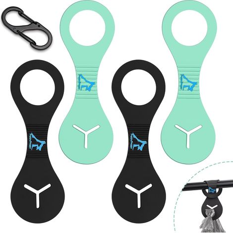 Porte-sacs à déjections canines pour laisse, porte-sacs poubelles noir, porte-laisse en silicone, accessoire distributeur, vélo (4 pièces - Noir + Vert clair)-AquaForge (1/5)