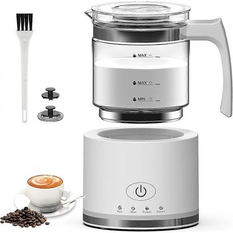 Mousseur à lait électrique verre mousseur à lait 4 en 1 fonction capacité 250ml cappuccino ou 500ml lait UE prise blanc (1/5)