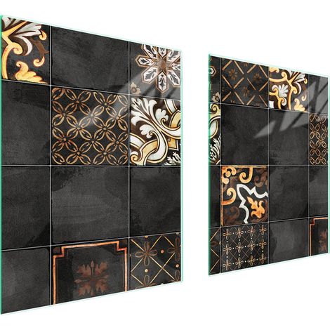 PLAQUE DE PROTECTION EN VERRE POUR POÊLE 85x52 MOSAÏQUE (1/5)